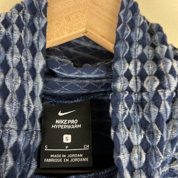 NWT Nike Pro HyperWarm Navy Brushed Long Sleeve Turtleneck Top - Picture 5 of 8